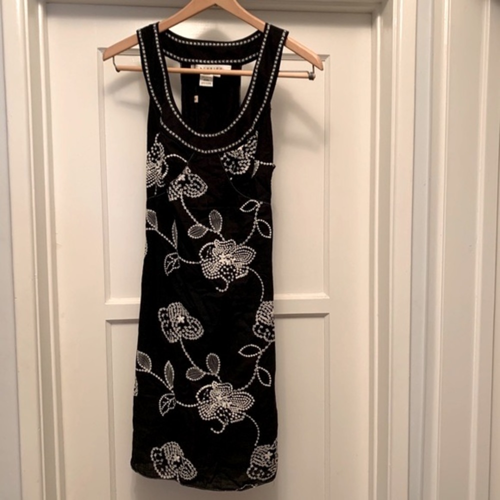 NWT STUDIO M Black Boho Summer Dress w/ Gorgeous White Embroidery Sz‎ M